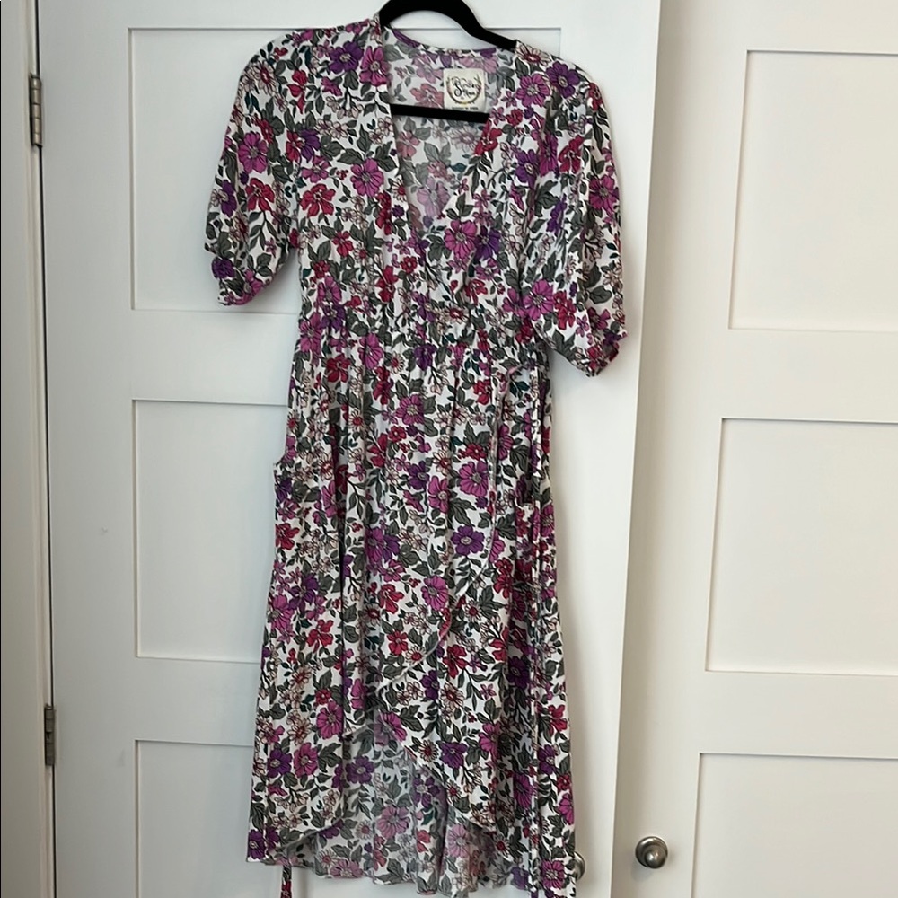 Pink and Purple High Low Sundress with Puff Sleeves